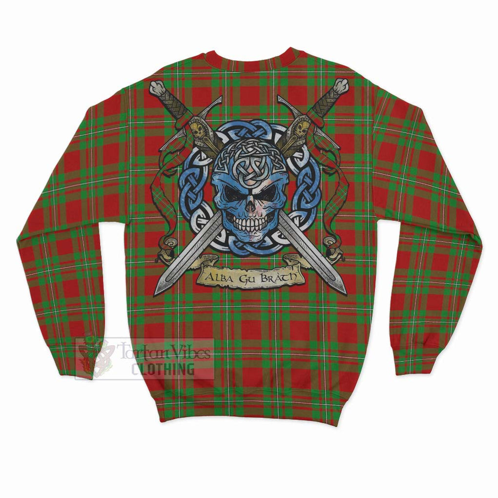 Tartan Vibes Clothing Callander Tartan Sweatshirt with Family Crest Celtic Skull Style