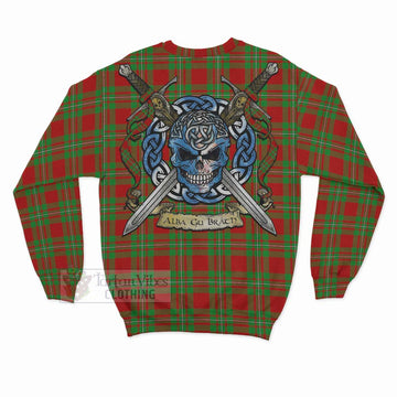 Callander Tartan Sweatshirt with Family Crest Celtic Skull Style