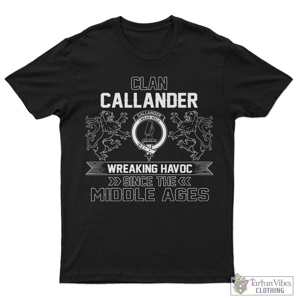 Callander Family Crest 2D Cotton Men's T-Shirt Wreaking Havoc Style Sapphire - 2D-tartanvibesclothing