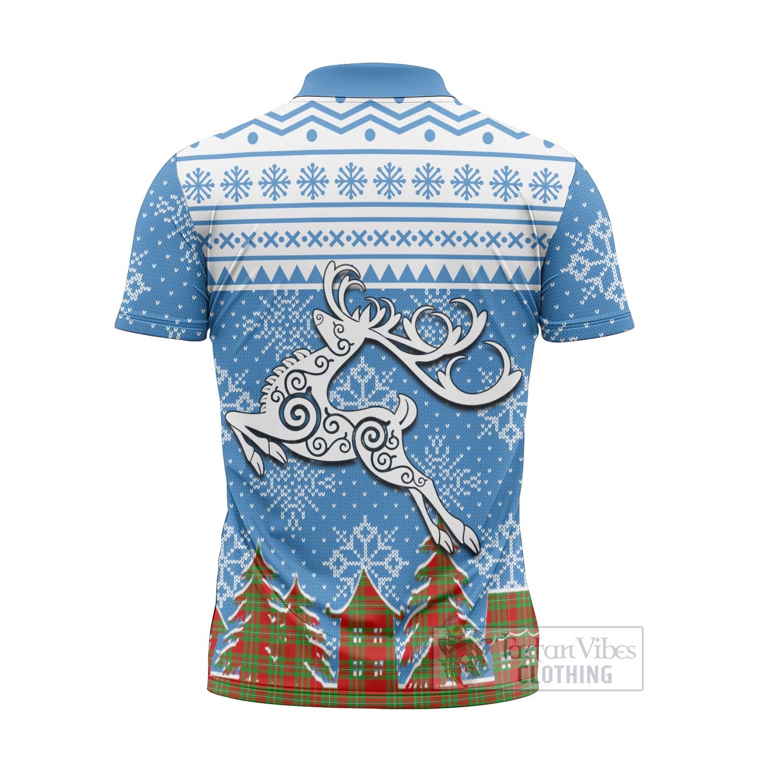 Tartan Vibes Clothing Callander Clan Christmas Zipper Polo Shirt Celtic Reindeer Style