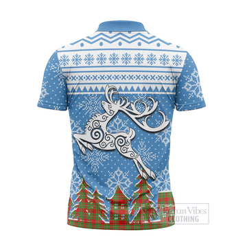 Callander Clan Christmas Zipper Polo Shirt Celtic Reindeer Style