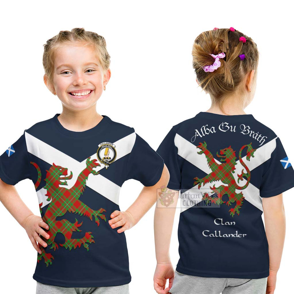 Tartan Vibes Clothing Callander Tartan Lion Rampant Kid T-Shirt – Proudly Display Your Heritage with Alba Gu Brath and Clan Name