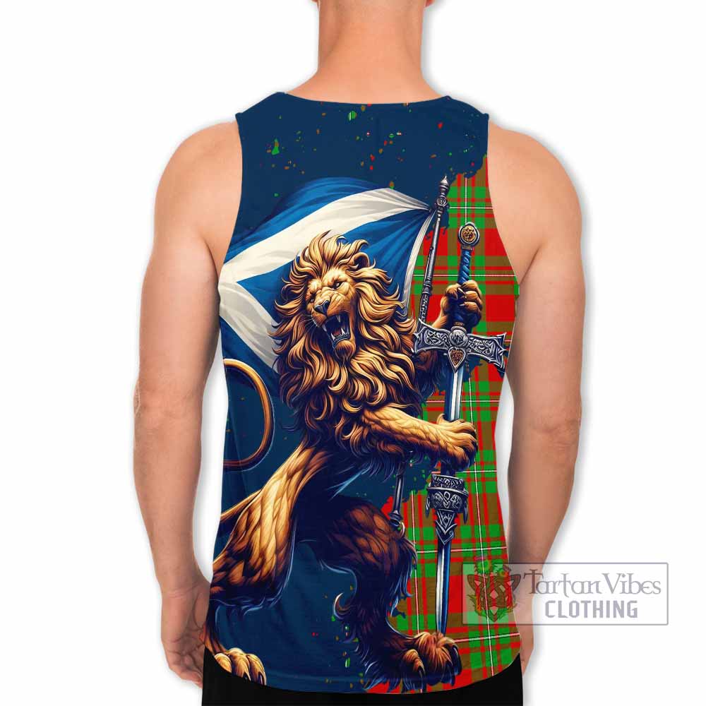 Tartan Vibes Clothing Callander Tartan Family Crest Men's Tank Top with Scottish Majestic Lion