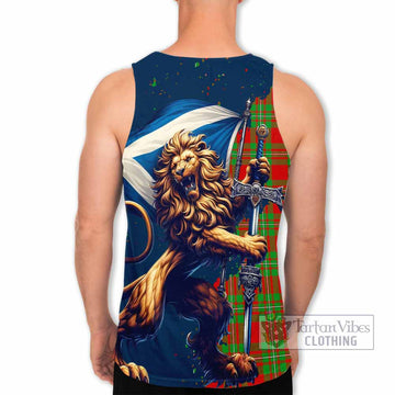 Callander Tartan Family Crest Men's Tank Top with Scottish Majestic Lion