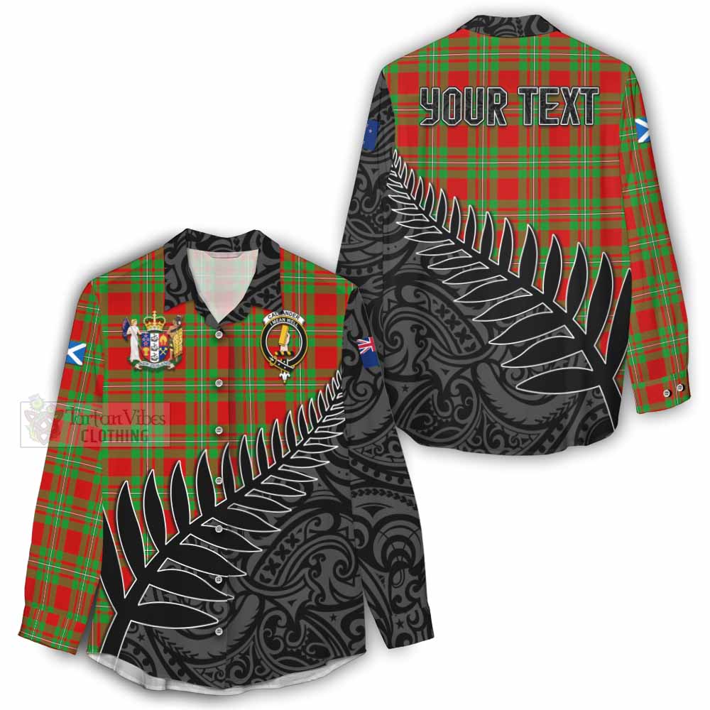 Tartan Vibes Clothing Callander Crest Tartan Women's Casual Shirt with New Zealand Silver Fern Half Style