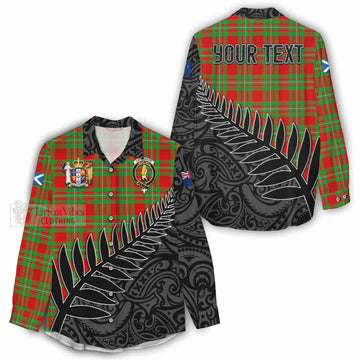 Callander Crest Tartan Women's Casual Shirt with New Zealand Silver Fern Half Style