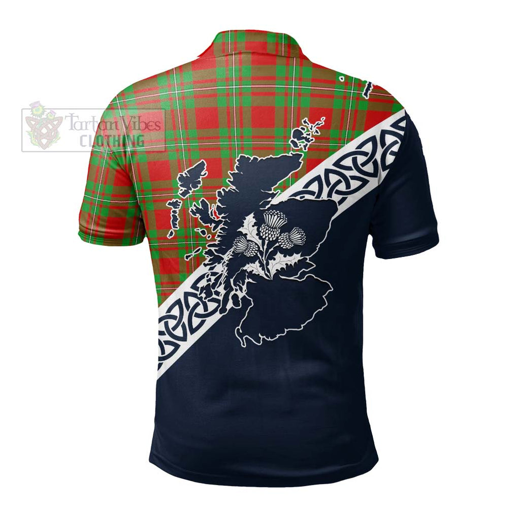 Callander Tartan Polo Shirt Featuring Thistle and Scotland Map