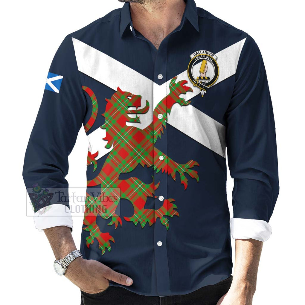 Tartan Vibes Clothing Callander Tartan Lion Rampant Long Sleeve Button Shirt – Proudly Display Your Heritage with Alba Gu Brath and Clan Name