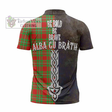Callander Tartan Family Crest Zipper Polo Shirt Alba Gu Brath Be Brave Lion Ancient Style - Tartan Vibes Clothing