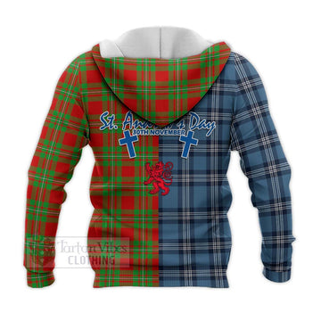 Callander Tartan Knitted Hoodie Happy St. Andrew's Day Half Tartan Style