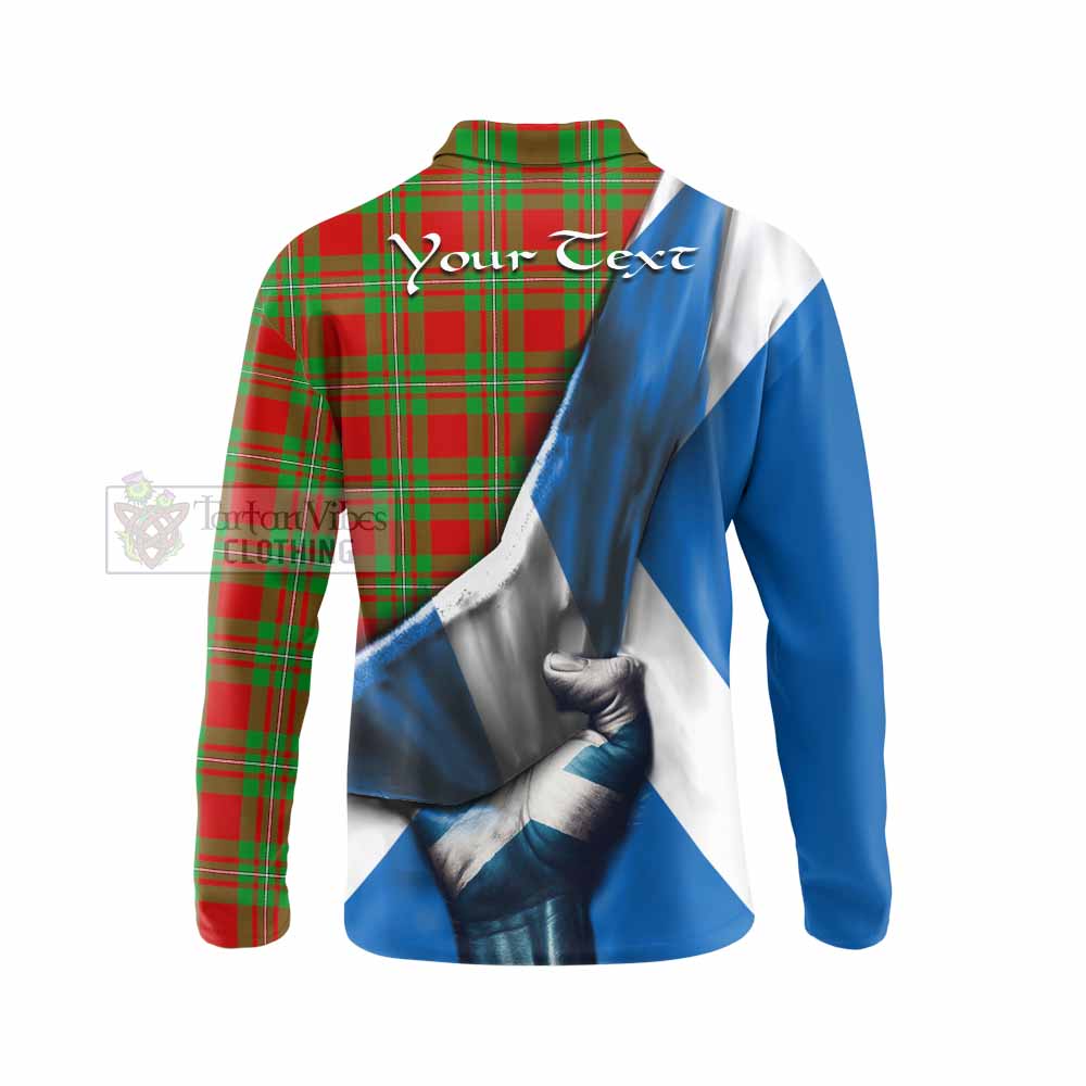 Tartan Vibes Clothing Callander Tartan Long Sleeve Polo Shirt with Family Crest Scotland Patriotic Style