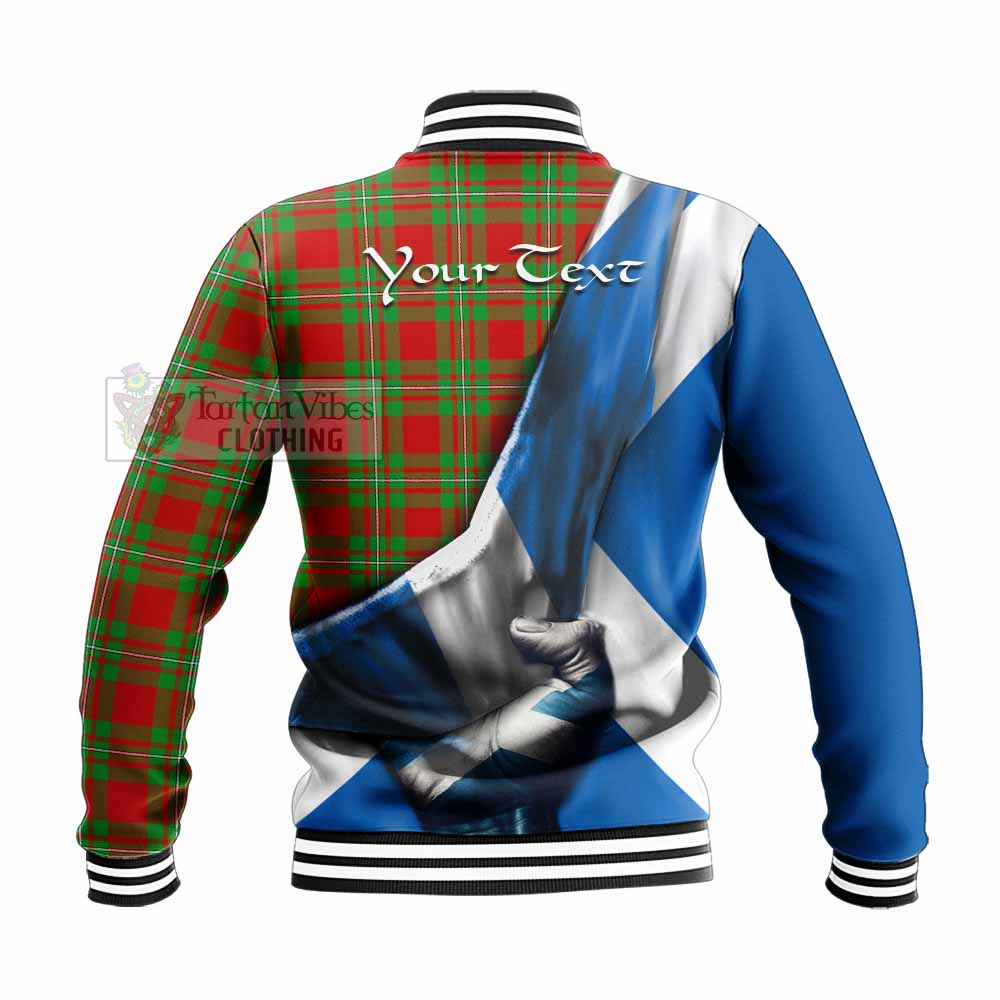 Tartan Vibes Clothing Callander Tartan Baseball Jacket with Family Crest Scotland Patriotic Style