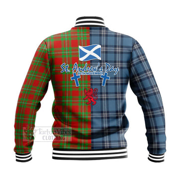 Callander Tartan Baseball Jacket Happy St. Andrew's Day Half Tartan Style