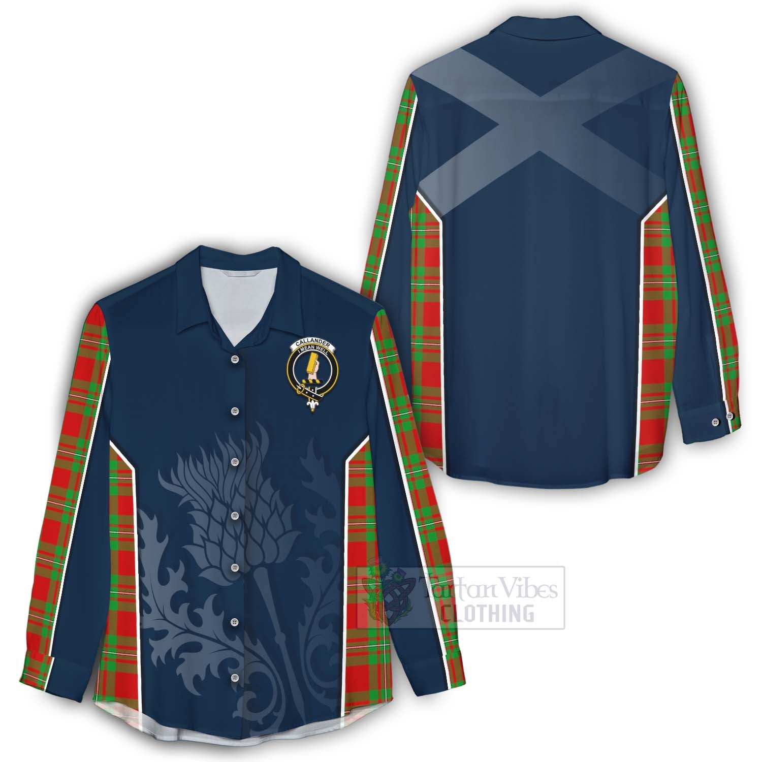 Tartan Vibes Clothing Callander Tartan Women's Casual Shirt with Family Crest and Scottish Thistle Vibes Sport Style