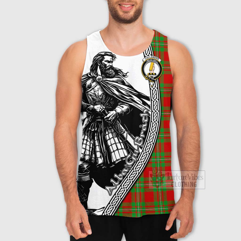 Tartan Vibes Clothing Callander Tartan Clan Crest Men's Tank Top with Highlander Warrior Celtic Style