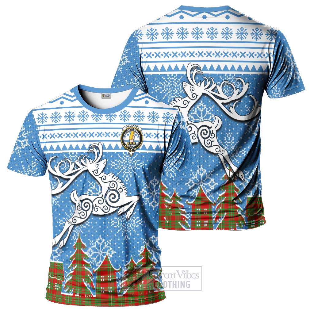 Tartan Vibes Clothing Callander Clan Christmas T-Shirt Celtic Reindeer Style