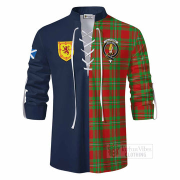 Callander Tartan Ghillie Kilt Shirt Alba with Scottish Lion Royal Arm Half Style