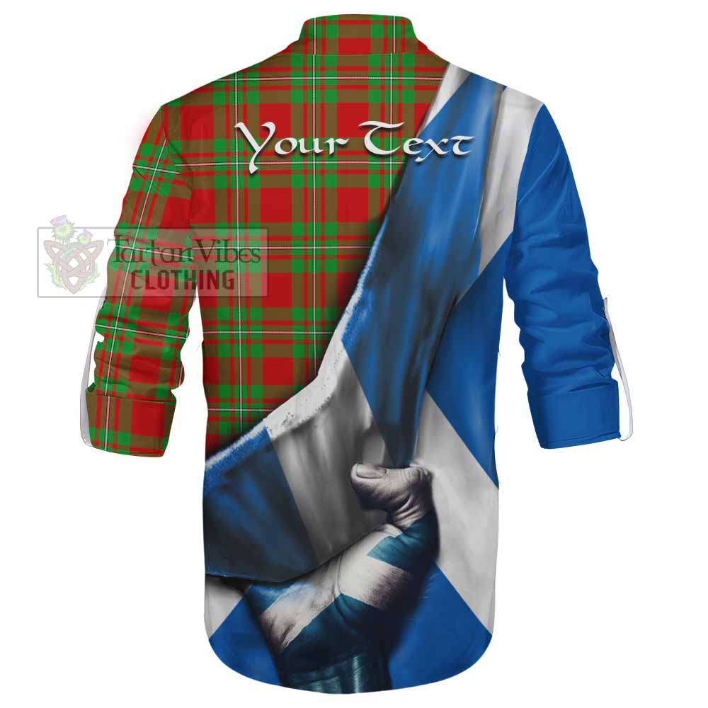 Tartan Vibes Clothing Callander Tartan Ghillie Kilt Shirt with Family Crest Scotland Patriotic Style