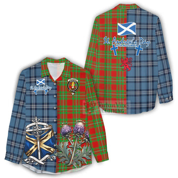 Callander Tartan Women's Casual Shirt Happy St. Andrew's Day Half Tartan Style