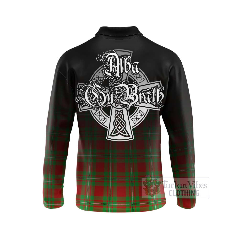 Tartan Vibes Clothing Callander Tartan Long Sleeve Polo Shirt Featuring Alba Gu Brath Family Crest Celtic Inspired