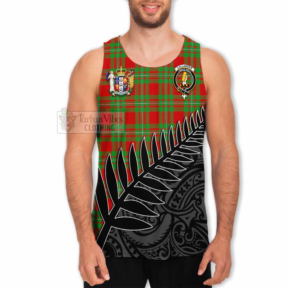 Tartan Vibes Clothing Callander Crest Tartan Men's Tank Top with New Zealand Silver Fern Half Style