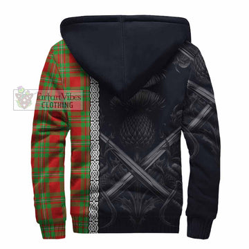 Callander Tartan Sherpa Hoodie with Family Crest Cross Sword Thistle Celtic Vibes - Tartan Vibes Clothing