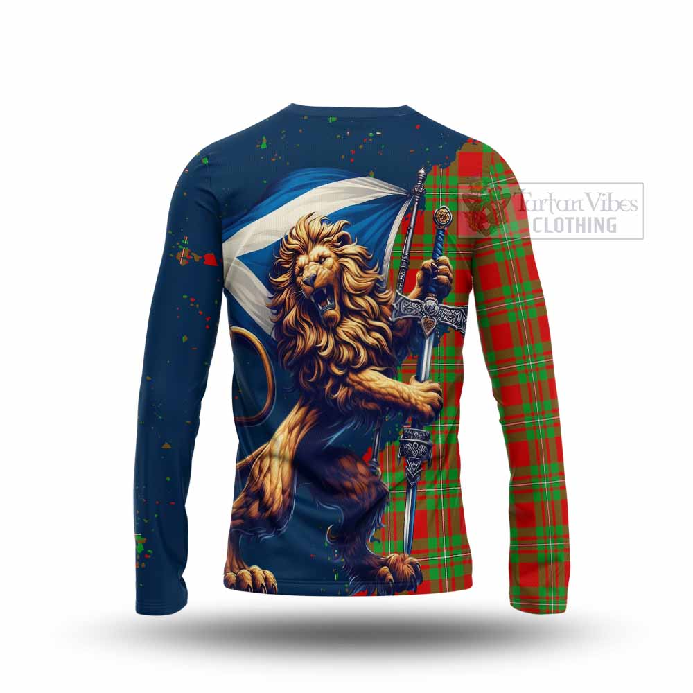 Tartan Vibes Clothing Callander Tartan Family Crest Long Sleeve T-Shirt with Scottish Majestic Lion