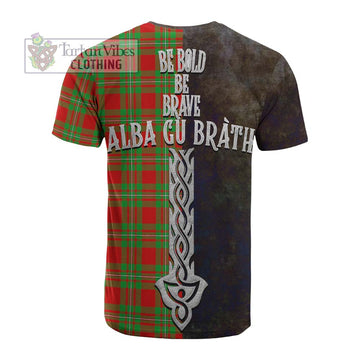Callander Tartan Family Crest Cotton T-shirt Alba Gu Brath Be Brave Lion Ancient Style - Tartan Vibes Clothing