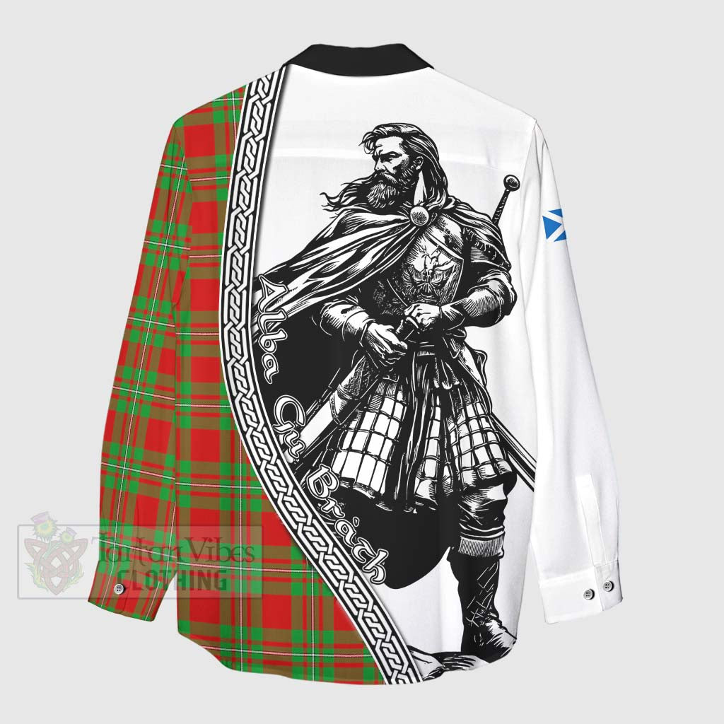 Tartan Vibes Clothing Callander Tartan Clan Crest Women's Casual Shirt with Highlander Warrior Celtic Style