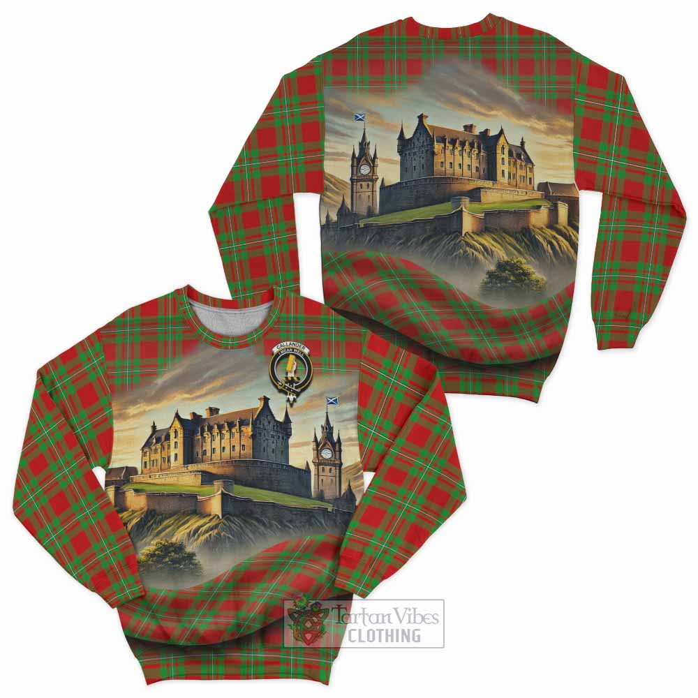 Callander Tartan Family Crest Sweatshirt with Scottish Ancient Castle Style - Tartan Vibes Clothing