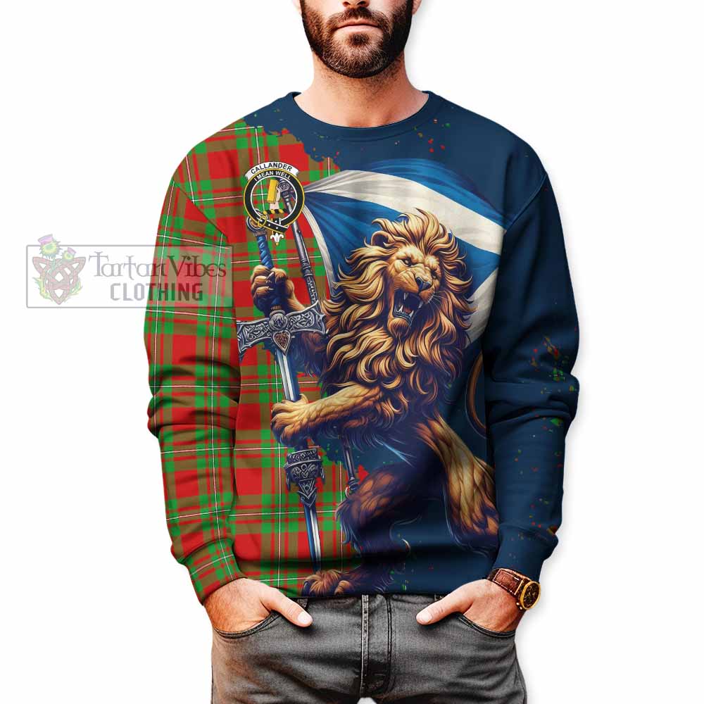 Tartan Vibes Clothing Callander Tartan Family Crest Sweatshirt with Scottish Majestic Lion