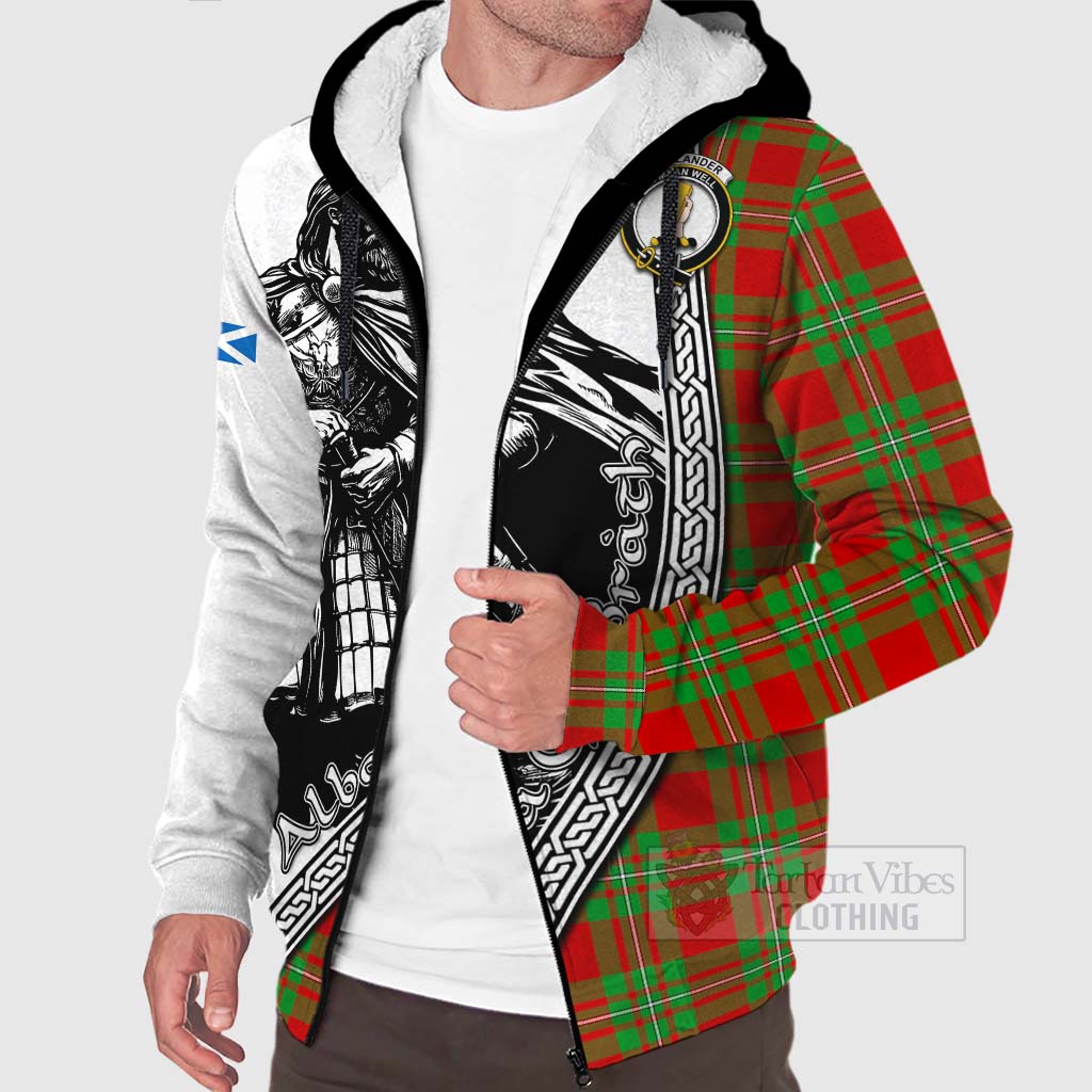 Tartan Vibes Clothing Callander Tartan Clan Crest Sherpa Hoodie with Highlander Warrior Celtic Style