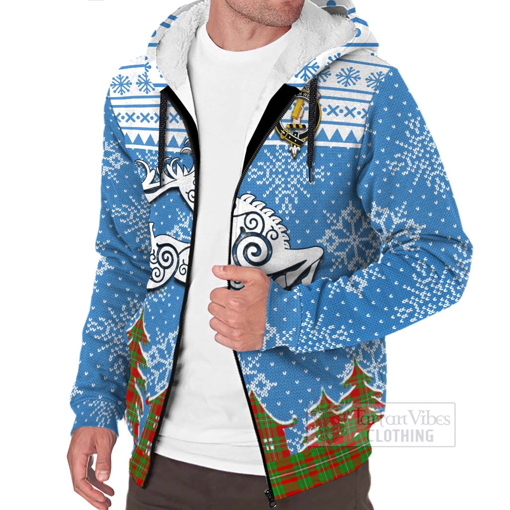 Tartan Vibes Clothing Callander Clan Christmas Sherpa Hoodie Celtic Reindeer Style