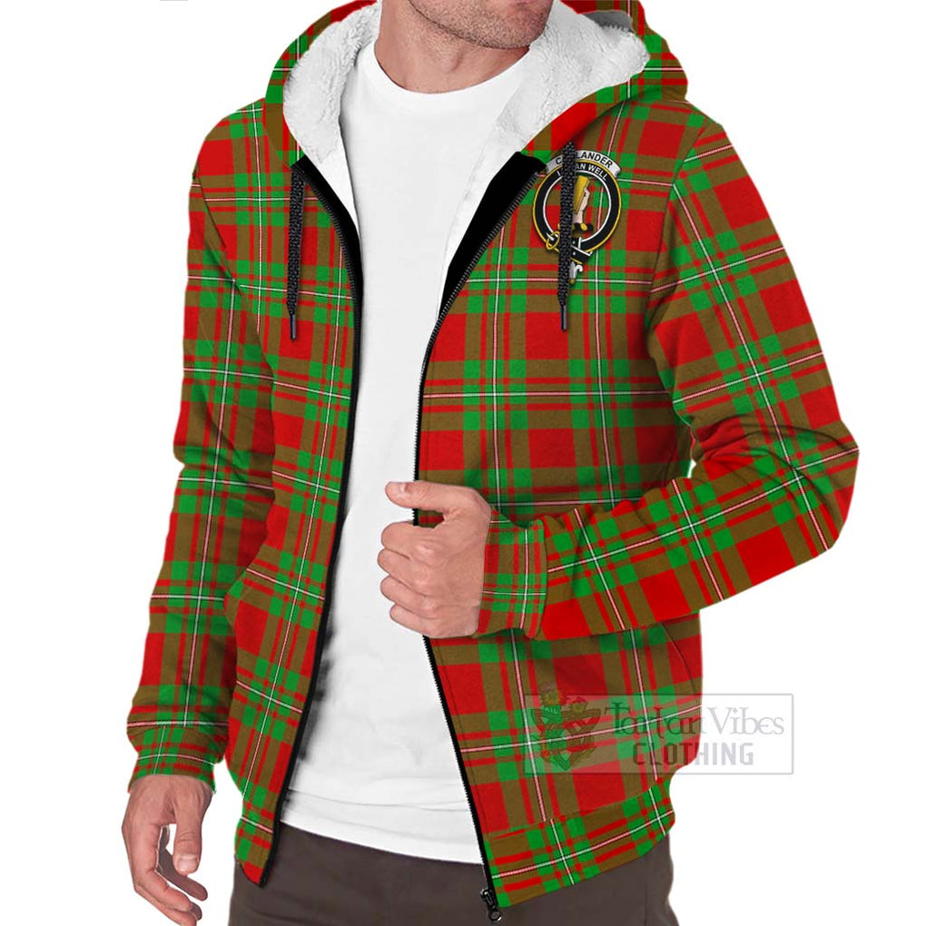 Tartan Vibes Clothing Callander Tartan Sherpa Hoodie with Family Crest and Bearded Skull Holding Bottles of Whiskey