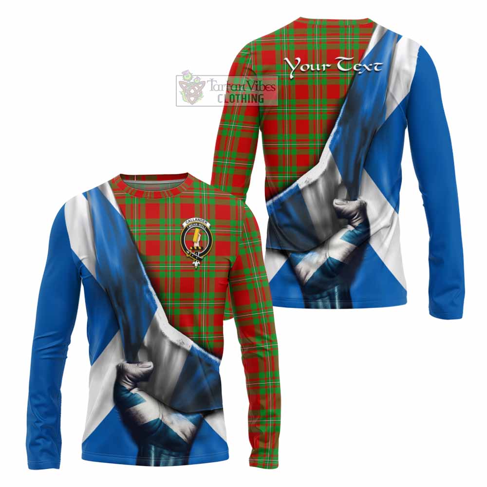 Tartan Vibes Clothing Callander Tartan Long Sleeve T-Shirt with Family Crest Scotland Patriotic Style