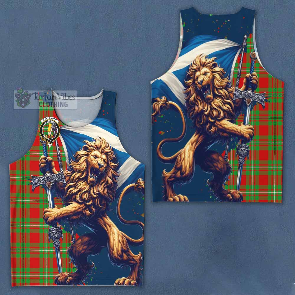 Tartan Vibes Clothing Callander Tartan Family Crest Men's Tank Top with Scottish Majestic Lion