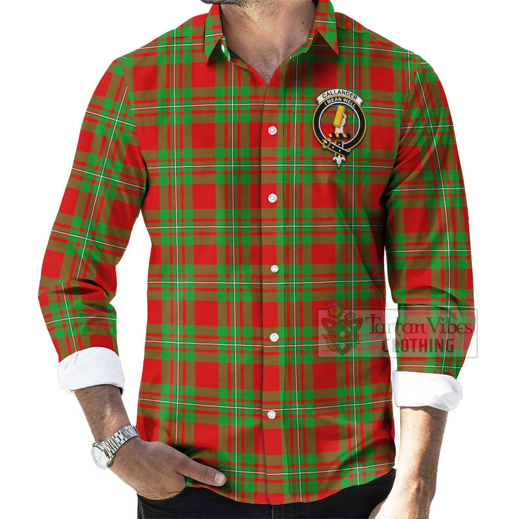 Tartan Vibes Clothing Callander Tartan Long Sleeve Button Shirt with Family Crest Celtic Skull Style