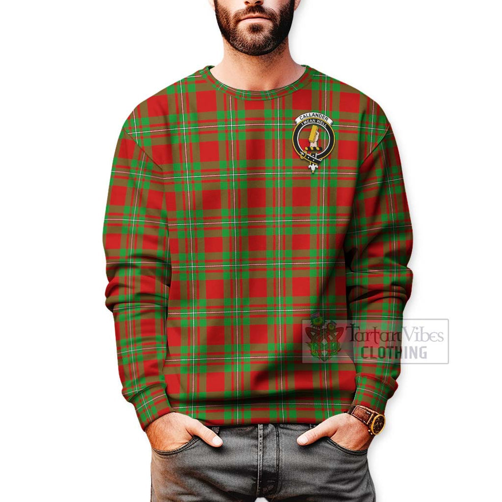 Tartan Vibes Clothing Callander Tartan Sweatshirt with Family Crest and Bearded Skull Holding Bottles of Whiskey