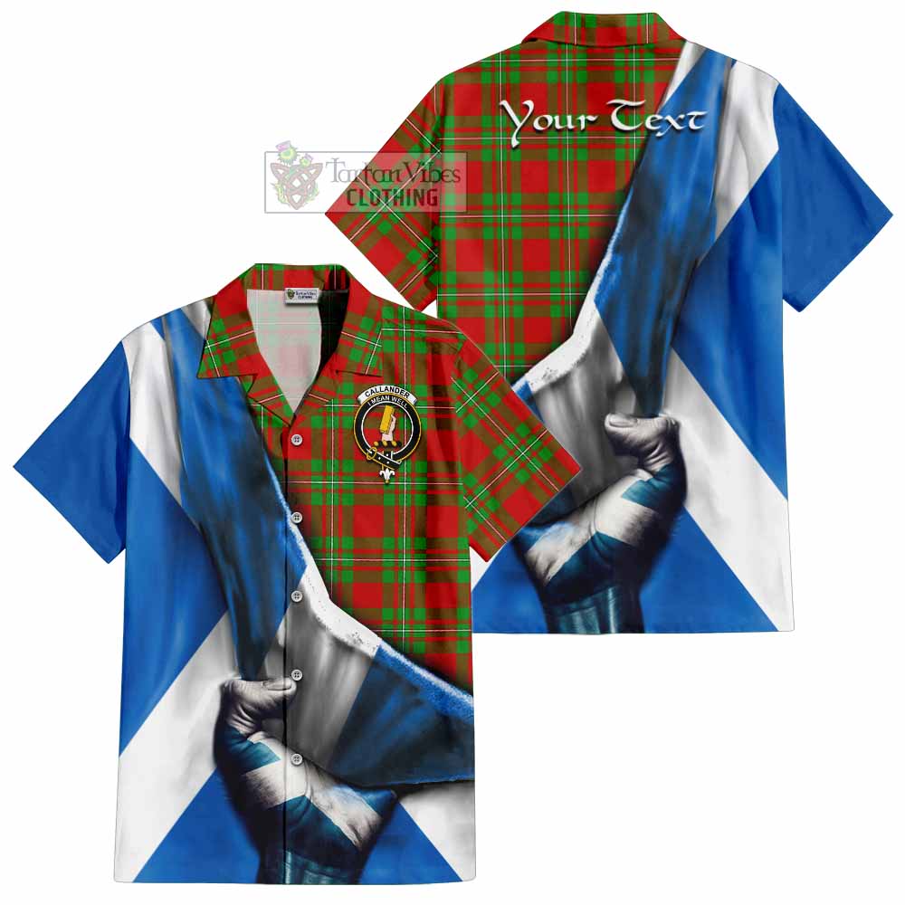 Tartan Vibes Clothing Callander Tartan Short Sleeve Button Shirt with Family Crest Scotland Patriotic Style