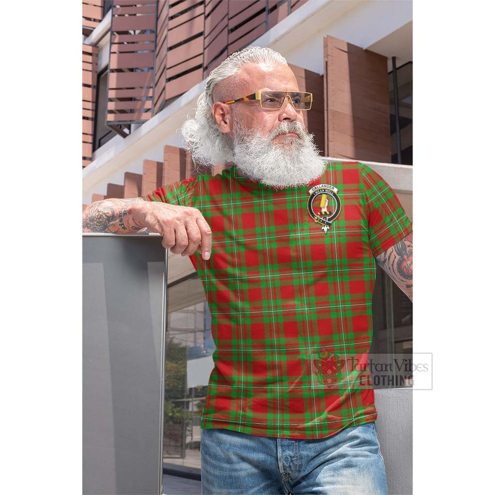 Tartan Vibes Clothing Callander Tartan Cotton T-shirt with Family Crest Celtic Skull Style