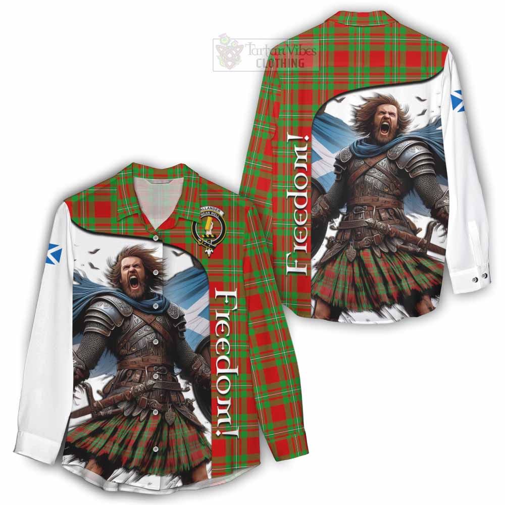 Tartan Vibes Clothing Callander Crest Tartan Women's Casual Shirt Inspired by the Freedom of Scottish Warrior