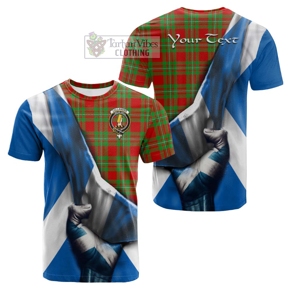 Tartan Vibes Clothing Callander Tartan Cotton T-shirt with Family Crest Scotland Patriotic Style