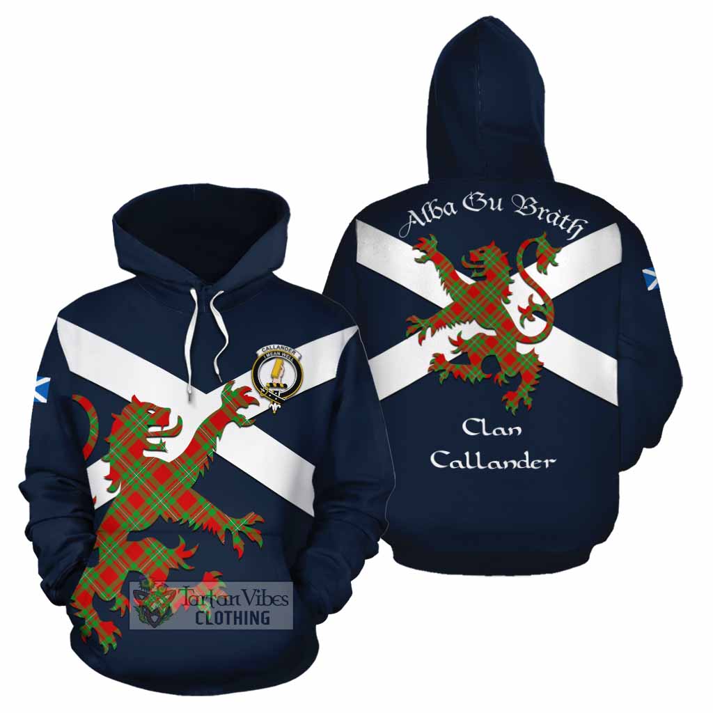 Tartan Vibes Clothing Callander Tartan Lion Rampant Cotton Hoodie Proudly Display Your Heritage with Alba Gu Brath and Clan Name