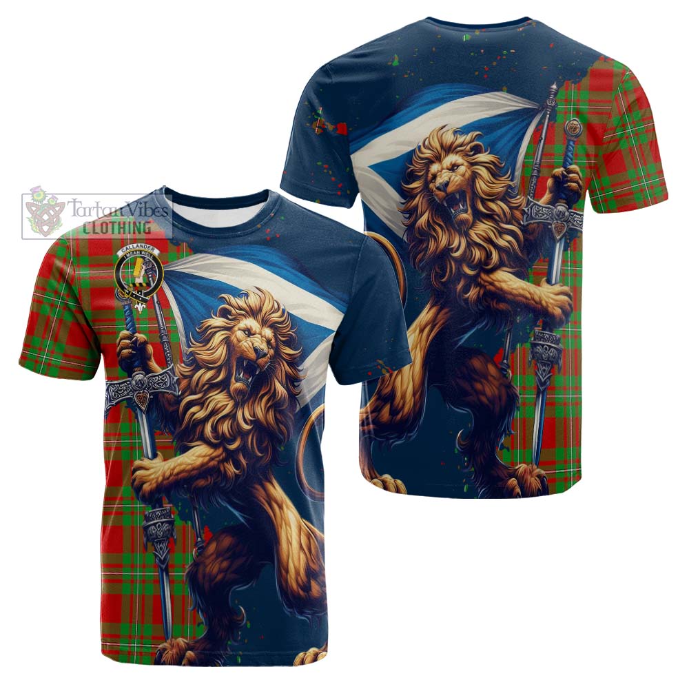 Tartan Vibes Clothing Callander Tartan Family Crest Cotton T-shirt with Scottish Majestic Lion