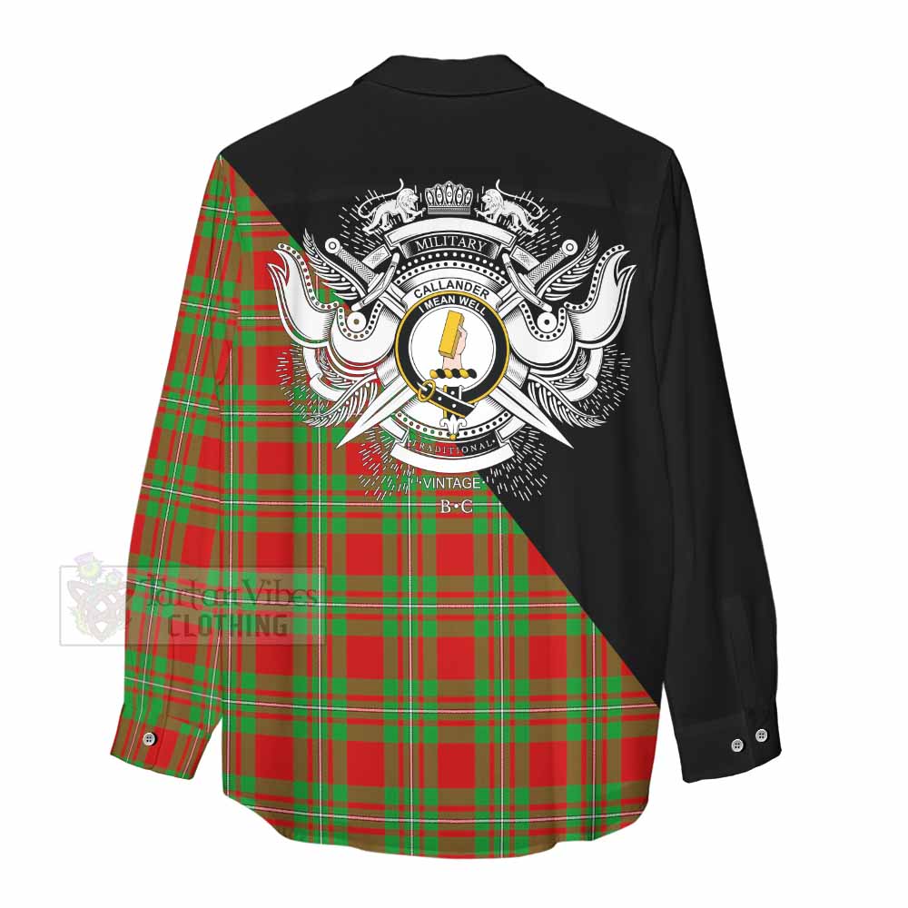 Tartan Vibes Clothing Callander Tartan Women's Casual Shirt with Family Crest and Military Logo Style