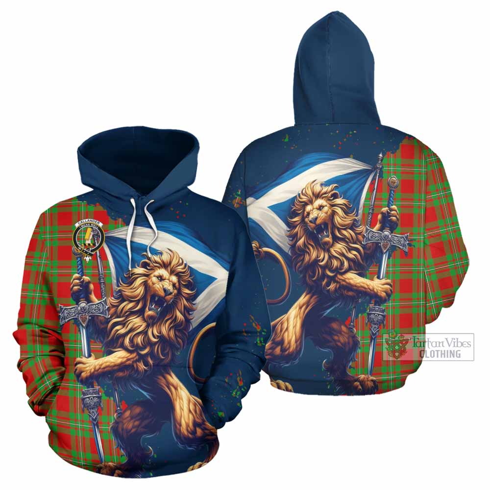 Callander Tartan Family Crest Hoodie with Scottish Majestic Lion