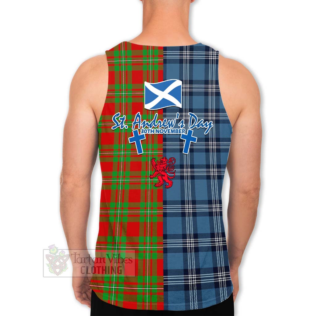 Tartan Vibes Clothing Callander Tartan Men's Tank Top Happy St. Andrew's Day Half Tartan Style