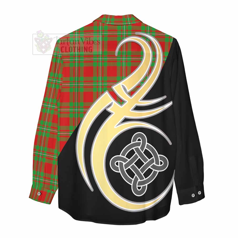 Tartan Vibes Clothing Callander Tartan Women's Casual Shirt with Family Crest and Celtic Symbol Style