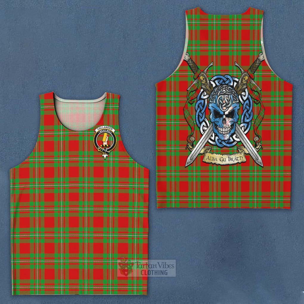 Tartan Vibes Clothing Callander Tartan Men's Tank Top with Family Crest Celtic Skull Style