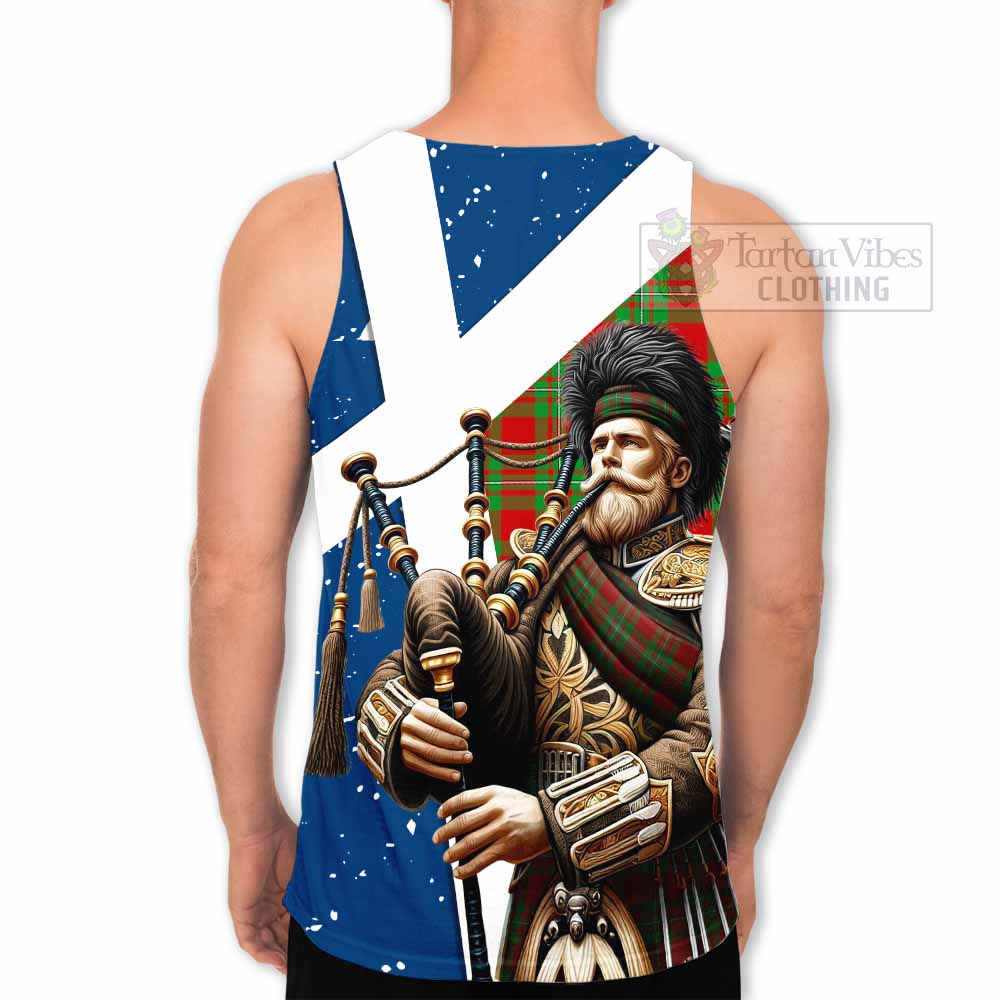 Callander Tartan Men's Tank Top with Family Crest Scottish Bagpiper Vibes